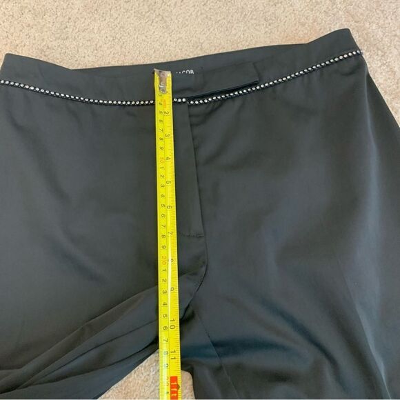 Jacob black satin effect rhinestone trim waist dress pants trousers Sz9/10 - Picture 6 of 10